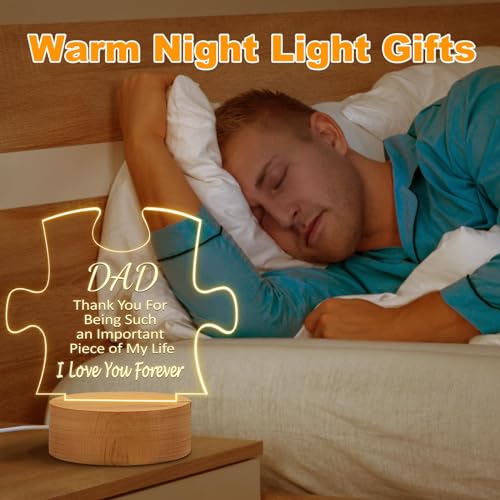 Gifts for Dad, Fathers Day Dad Gifts from Daughter Son, Engraved Acrylic Night Light for Dad, Wooden Base - Image 3