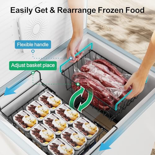 iSPECLE 4 Pack Freezer Organizer Bins - Fit 5 Cu.FT Chest Freezer, 1 Expandable Hanging Bin and 3 Pack Stackable Deep Freezer Organizer, Sort and Get Frozen Food Easily with Handle, Black iSPECLE 4 Pack Freezer Organizer Bins - Fit 5 Cu.FT Chest Freezer, 1 Expandable Hanging Bin and 3 Pack Stackable Deep Freezer Organizer, Sort and Get Frozen Food Easily with Handle, Black