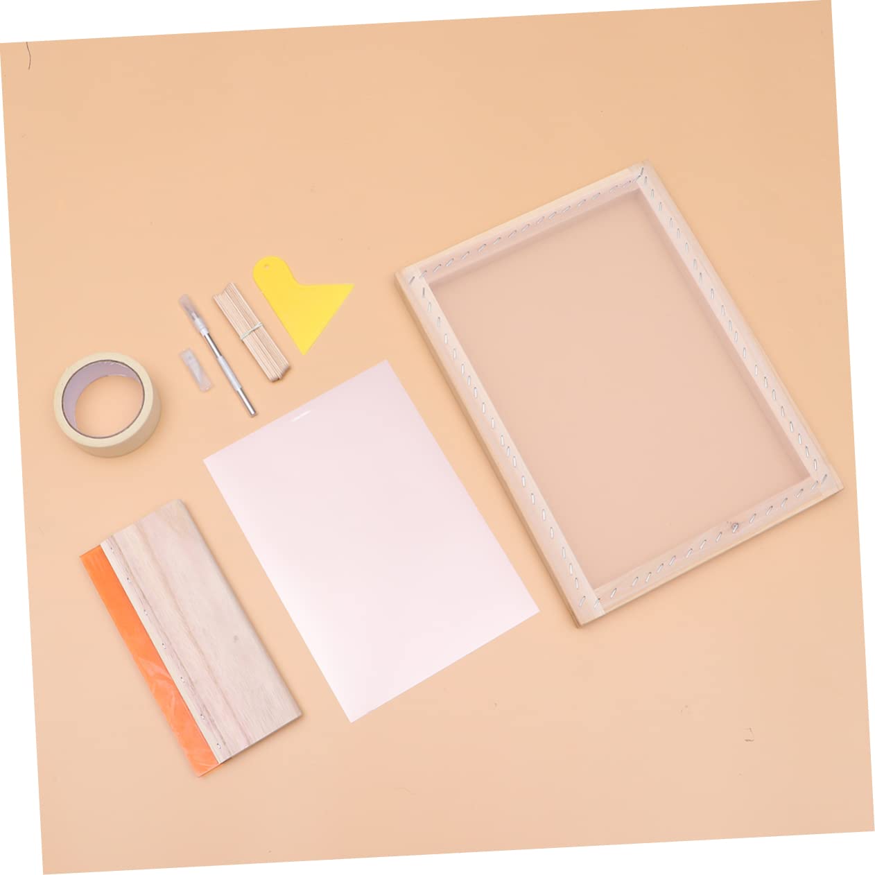 SHINEOFI T Strumento 1 Set Strumenti Di Stampa Fai Da Te Telaio Di Stampa Starter Kit Per La Stampa Di Camicie Kit Di Strumenti Per La Serigrafia Cornice Chiara Camicia Di Legno Schermo