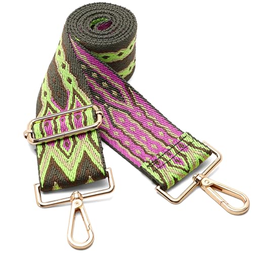 GINJKGO Alça de Bolsa Ajustável Transversal - Alça de Ombro Larga para Bolsas Femininas Boho Verde, M