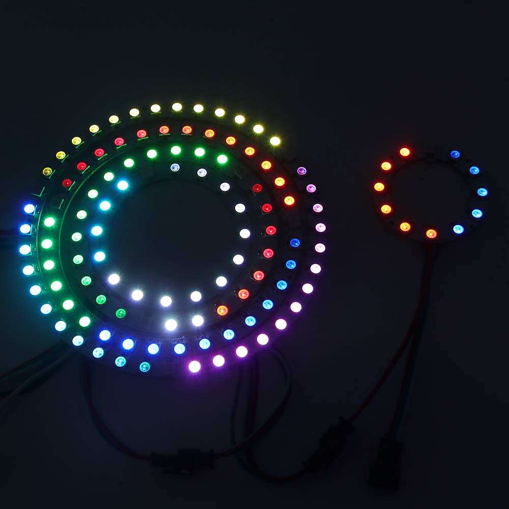 GQL 5V RGB LED Ring, WS2812 IC 5050 SMD Addressable Lights (241 Bits, White Board)