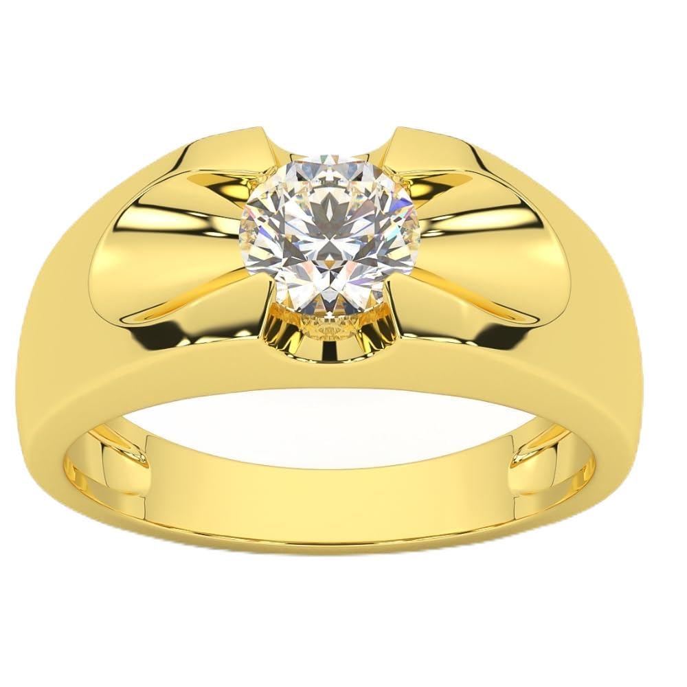 1/2ct Solitaire Mens Diamond Wedding Ring 14k Yellow Gold