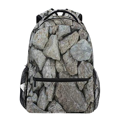 Preisvergleich Produktbild KASMILN Schultaschen,Graue Natursteinmauer,Rucksäcke für Männer und Frauen