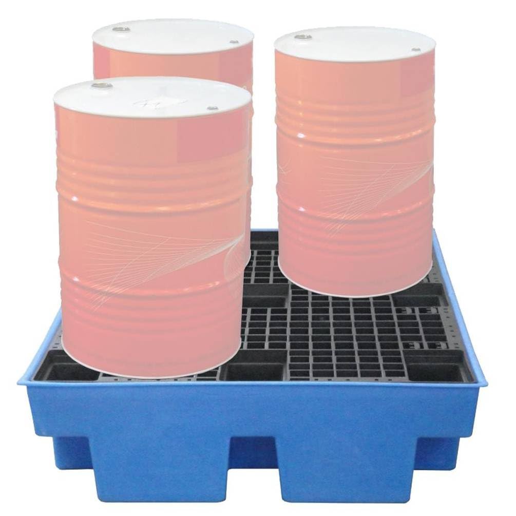 D-Work - Bandeja de recogida de aceite con rejilla, capacidad de 4 barriles de 200 l, acero resistente, seguridad y limpieza
