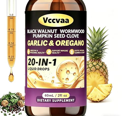 Image of 20-in-1 Wormwood Black Walnut Parasite Cleanse for Humans | Pumpkin Seed, Garlic & Oregano | Digestive & Intestinal Health Support | Immune System Booster | Gentle Internal Cleanse & Detox | 2 OZ