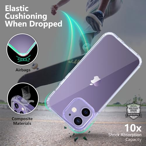 Image of ONES iPhone 11 HD Clear Slim Hard Case『Shockproof Airbag』『Raised Edges Protect Camera Screen』 [ Non-Yellow ] [ Anti-Slip ] PC + TPU Hybrid Protective Transparent Silicone Cover for Apple 6.1 inch