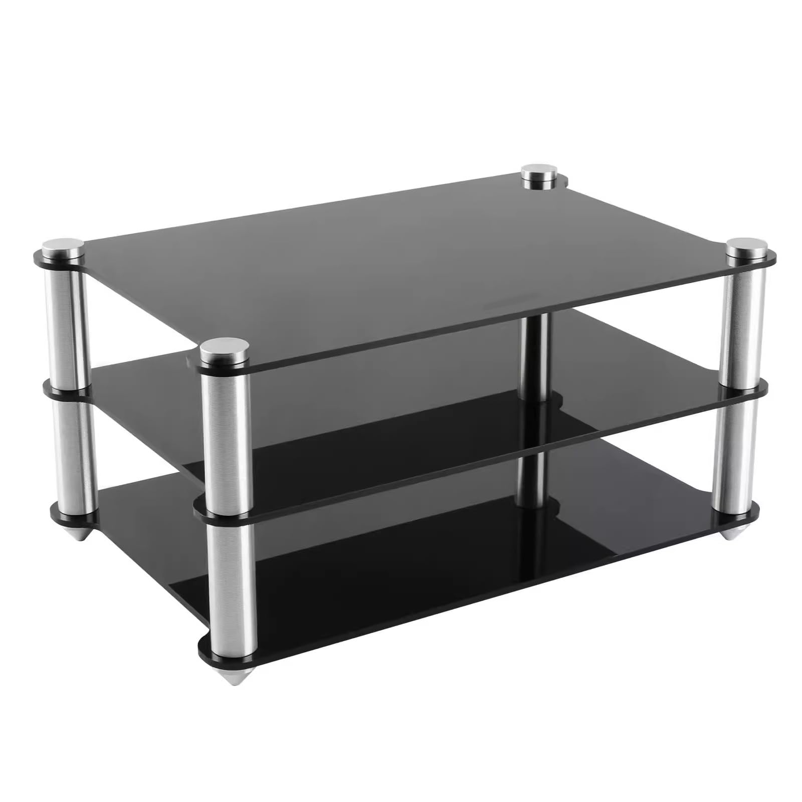 Mini Rack per Componenti Audio, Rack HiFi in Acrilico a 2 Strati, Supporti in Alluminio, Piccoli Ripiani da Scrivania, per Apparecchiature Audio HiFi, DAC, Amplificatori