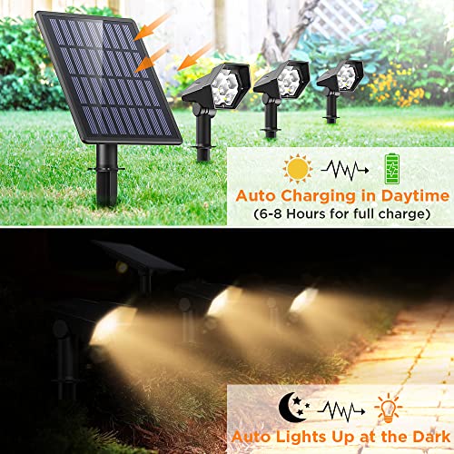 3 x LED Spotlights Powered Solar Garden Lights Outdoor Waterproof (Warm White)
