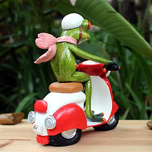 Sculpture Kreatywne dekoracje zielone żaby rzeźba jazda na motocyklu Śmieszne ciekawe posągi do wystroju pulpitu Statue