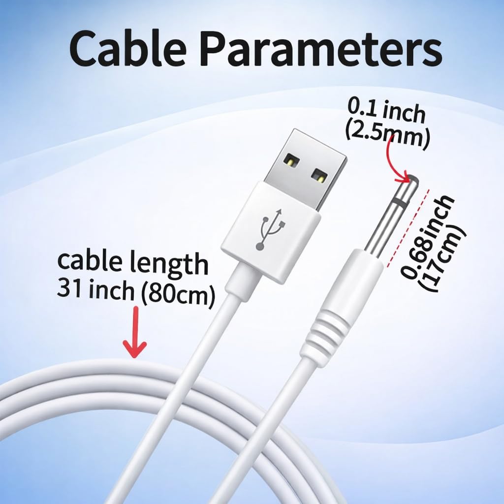 2.5mm Charging Cable for Vibrator, Personal Massager Toys, Beauty Devices, Electronic | Fast Charging USB to DC 2.5mm Charging Cable Adapter — Amazon image 2