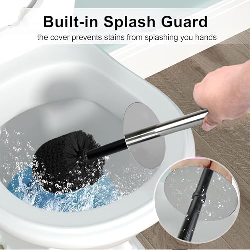 Image of White Floral Branches Design Resin Toilet Bowl Brush and Holder Set, Elegant Bathroom Cleaning Tool with Durable Bristles, Compact and Functional