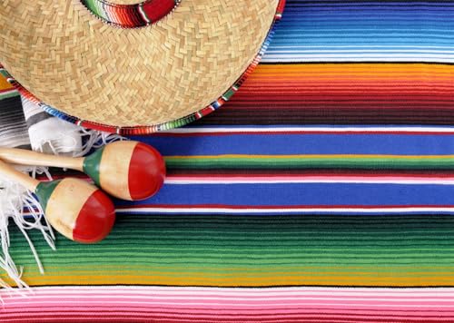 Couverture Mexicaine 2.7x1.8m Sombrero Paille et Maracas Décoration Fiesta Cinco De Mayo