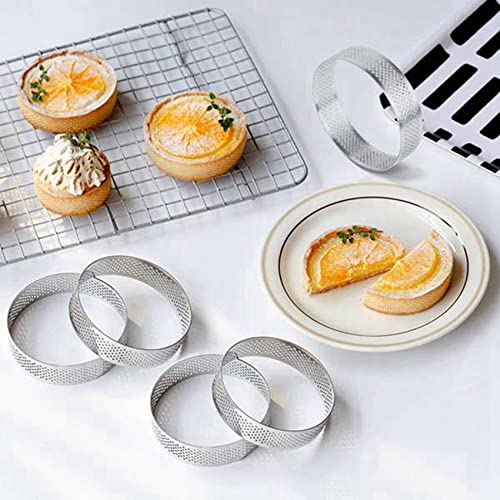 Anillos de tarta de acero inoxidable de 9cm con agujeros, 20 piezas 5