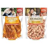 Pur Luv Dog Jerky Treats, 16oz + Chicken K9 Kraves Rawhide Free Bone Dog Treat, 20 Count, Healthy, Easily Digestible, Long-Lasting, High Protein Treats