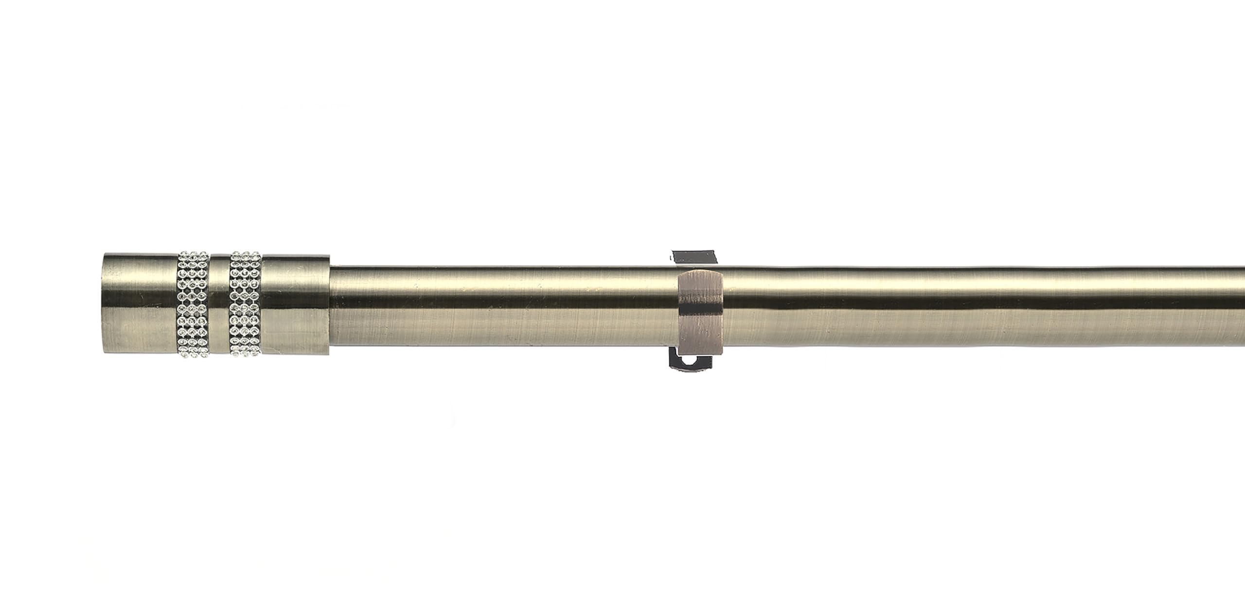 Lister Cartwright Antique Brass (Diamante Stripe Finial) 28Mm Antique Brass Fixed Metal Curtain Pole Set With Diamante Stripe Finial Voile Easy Fit To Outdoor, Bedroom, Living Room (240 Cm)