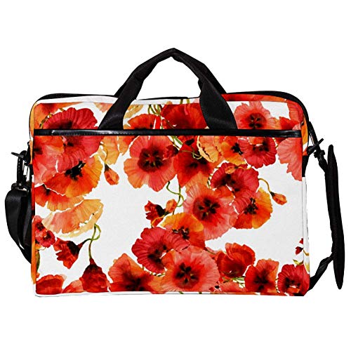 Funda bandolera portátil 14 15 pulgadas impermeable con diseño floral de amapola roja para mujer