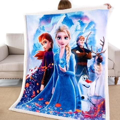 COSUSKET Kids Sherpa Flannel Throw Blanket 50 x 60 inches, Super Soft Cozy Plush Blanket for Indoor and Outdoor Use (Throw(50'' × 60''), Frozen-2) Cover