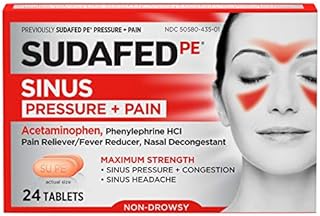 Sudafed PE Sinus Pressure + Pain Relief Maximum Strength Non-Drowsy Decongestant, 24 Count