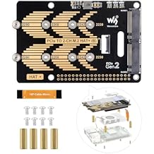 Waveshare PCIe to 2-CH M.2 HAT, Compatible with Raspberry Pi 5, Support M.2 NVMe Solid State Drive 2230 2242 2280, High-Speed Reading/Writing