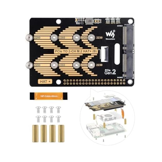 Waveshare PCIe a 2-CH M.2 HAT, compatible con Raspberry Pi 5, compatible con unidad de estado sólido M.2 NVMe 2230 2242 2280, lectura/escritura de alta velocidad
