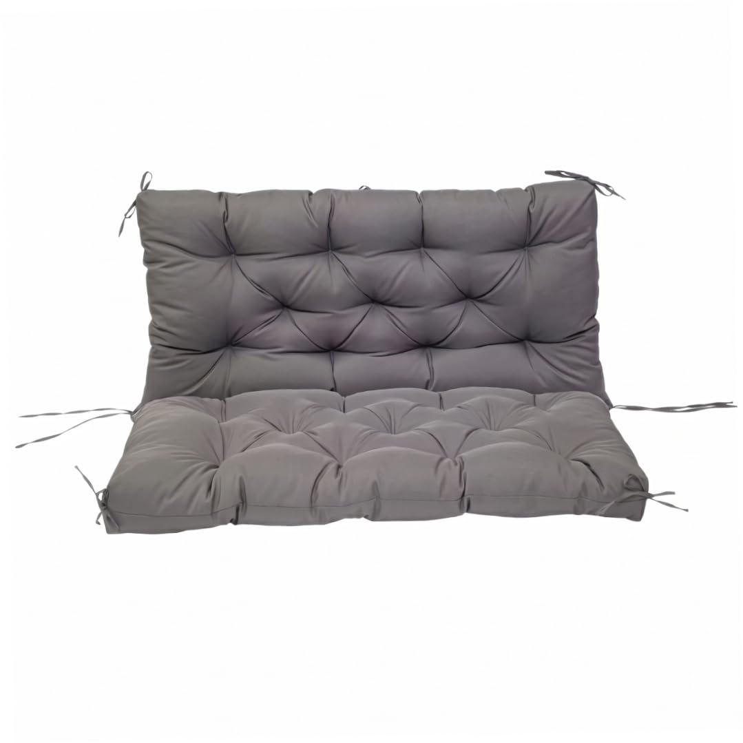 StaZamor Comfortable Thick Brushed Porch Swing Cushion, Patio Bench Cushion with Secure Ties, Dark Gray, 100x100cm Square Outdoor for Swing Furniture