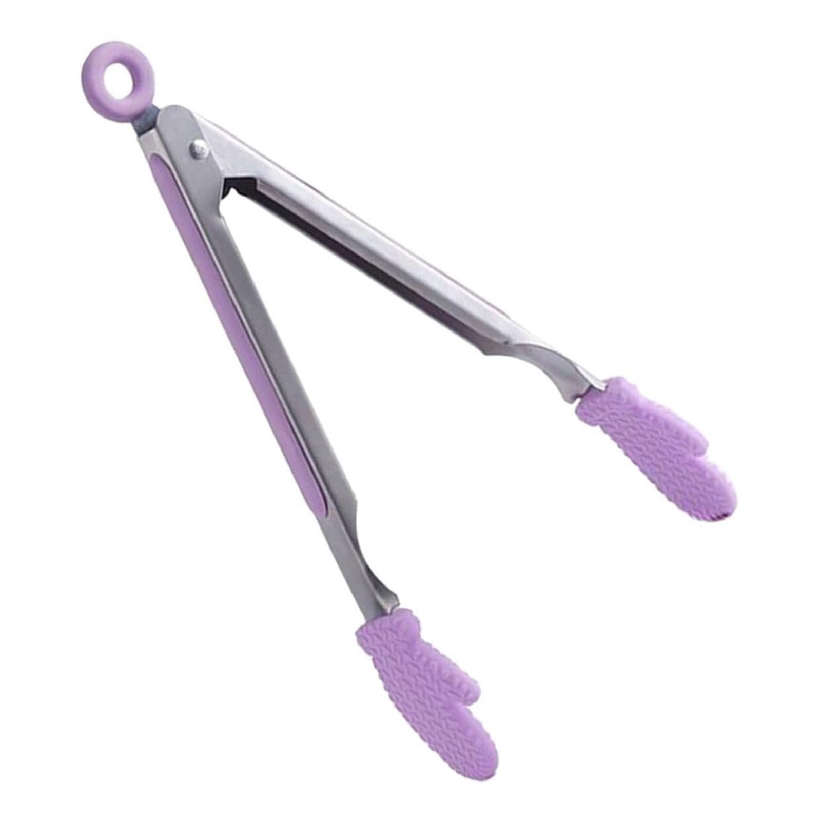 Szczypce Kuchenne Szczypce Do Grillowania Naczynia Z Silikonowymi Szczypcami Do Przerzucania Kiełbasy Łopatka Do Gotowania Szczypce Do Grilla(Purple,33cm)
