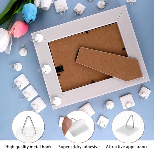 Image of Larrel 45 Pcs Adhesive Plate Hangers for The Wall, Picture Hangers Without Nails 3 Different Sizes Adhesive Hooks for Hanging for Kitchen Bathroom Shower Outdoor Home Improvement