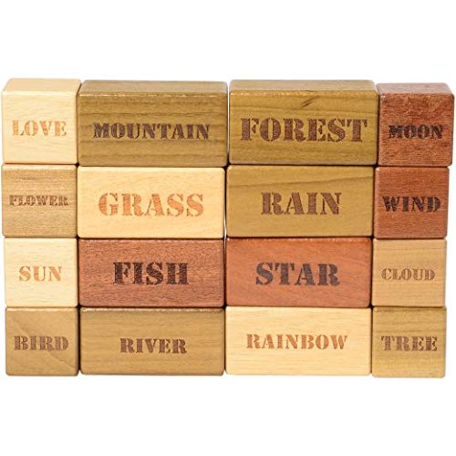 Cre8tive Minds Earth, Wind and Water Blocks 48 Piece Set with Wooden Storage Box and Cloth Bag