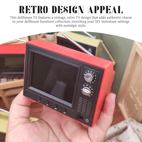 TV pour maison de poupée 1:12 rechargeable USB avec mini écran LCD et antenne rotative