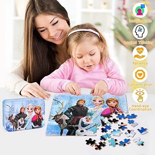 Lelemon Puzzles For Kids Ages 4-8,Snowmen 100 Piece Puzzles For Kids,Educational Kids Puzzles Jigsaw Puzzles In A Metal Box,Children 100 Piece Puzzle Games Puzzle Toys For Girls And Boys thumb #2