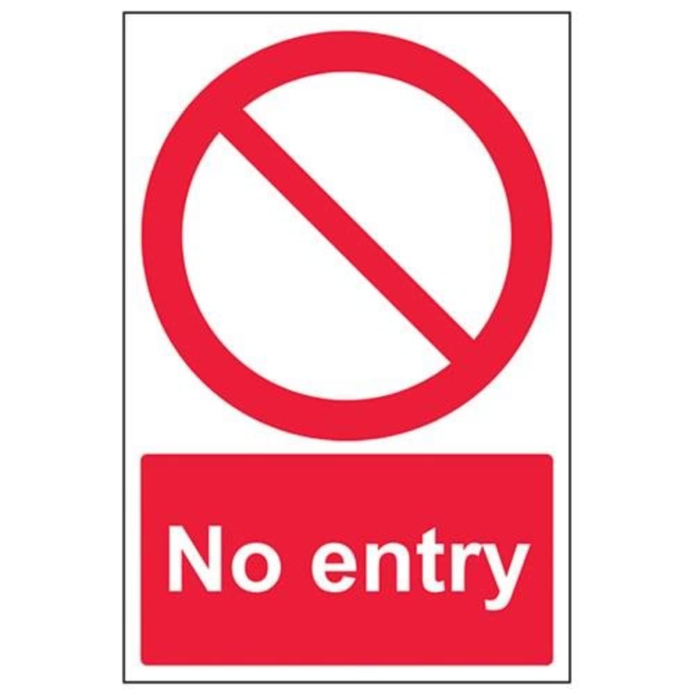 V Safety No Entry Prohibition Sign - 200mm x 300mm - 1mm Rigid Plastic