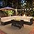 U-MAX 7 Piece Outdoor Patio Furniture Set with 30 Inch Fire Pit Table, PE Rattan Wicker Sofa Set, Outdoor Sectional Furniture Chair Set with Cushions and Tea Table, Brown Rattan&Beige Cushion