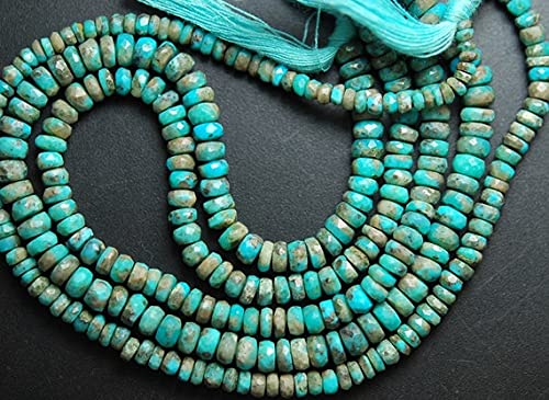 Turquoise Sleeping Beauty rondelles facettées 4-6mm LKBEADS, fil de 14 pouces pour bijoux