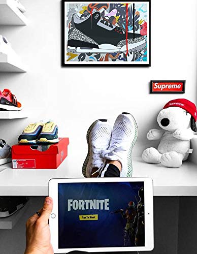 Rob'sTees Custom Cement Graffiti Sneaker Poster, Hypebeast Poster, Kicks Poster, Pop Culture Wall Decor Streetwear Art Posters (Frame NOT Included) (8x10) (24x36)