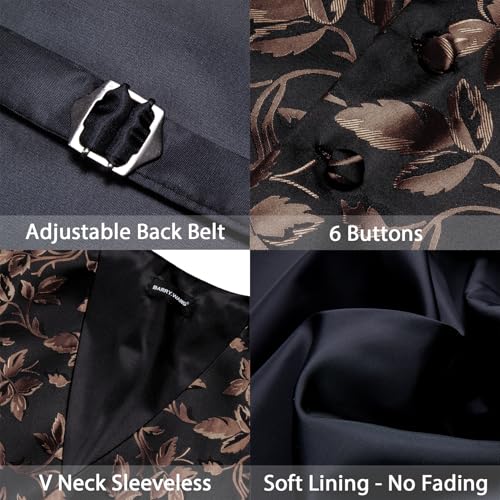 Image of Barry.Wang Formal Men Flower Vest Paisley Jacquard Silk Ties Suit Waistcoat Set Wedding 5PCS