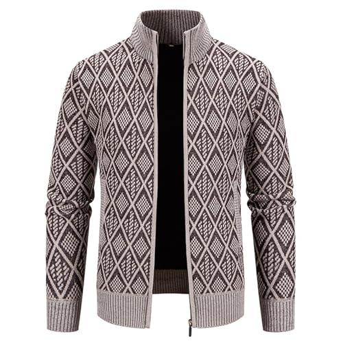 Men Full Zip Cardigan Sweater Slim Fit Stand Collar Zipper Sweater Fall Winter Knitwear Trend Casual Printed Sweaters2