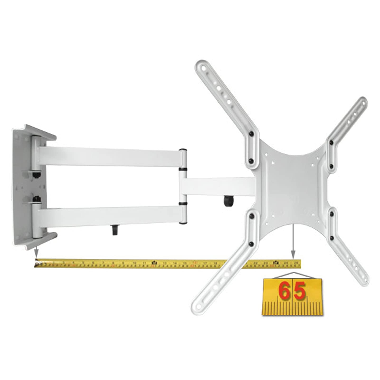 Supporto universale per TV a parete - Inclinazione orientabile - 16-65 pollici - Estendibile fino a 65 cm - Supporto per LCD LED - VESA 100 200 300 400 bianco Modello: L22LW