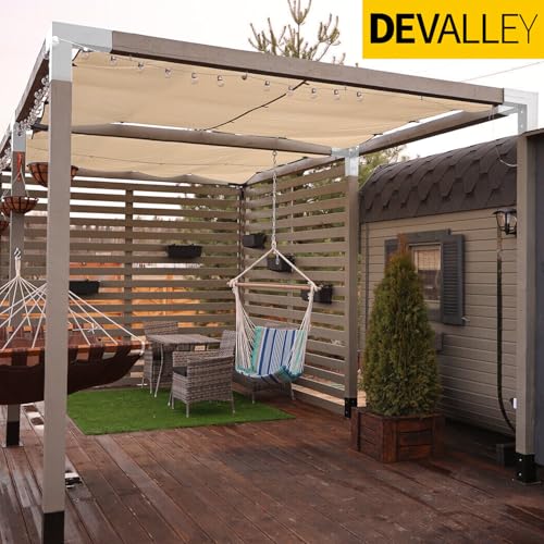 Image of 1 Pack 4-Way Pergola Brackets Kit,DIY Right Corner Woodwork White Brackets for 4 inch x 4 inch (Actual:3.5 inchx3.5 inch) Lumber for Patio Pergolas, Gazebos, Log Cabin W /Hardware