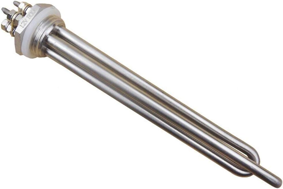 Dernord 12V 300W Immersion Heater Submersible Water Heater Element Stainless Steel Heating Element with 1 Inch NPT Fitting Double U Type