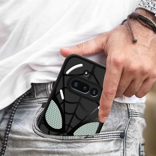 Image of Stylish Spider Back Case Cover Compatible for Nothing Phone 3A 5G | Spidey Face Mask Case | Soft Silicone | Camera & Full Body Protection | Shock Proof | (Black)