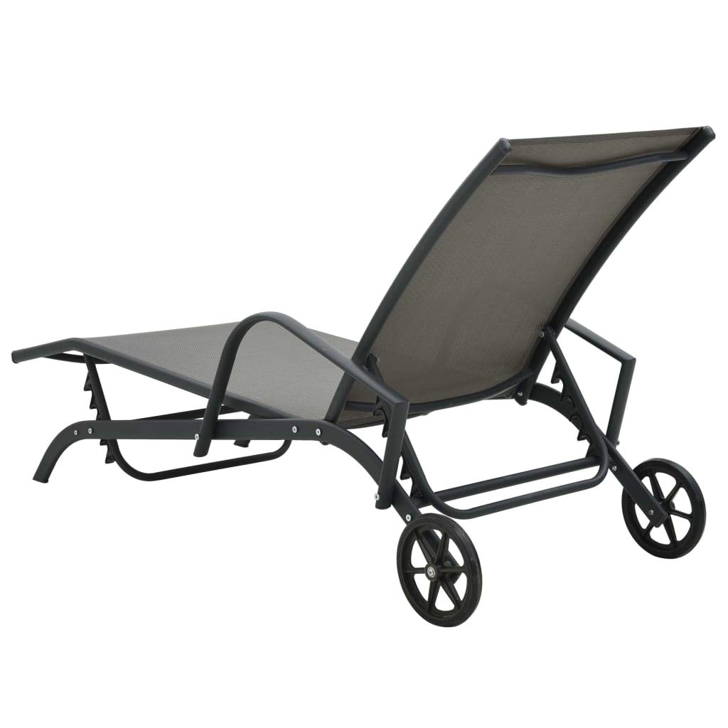 Lettino prendisole con ruote per un facile spostamento in acciaio con rivestimento in textilene e schienale regolabile per giardino