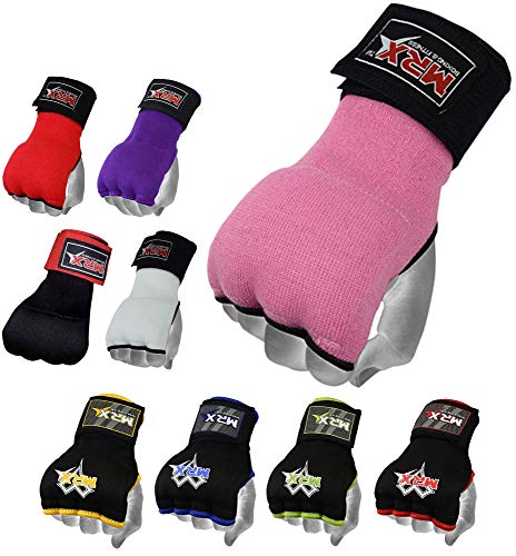 MRX Boxing Hand Wraps Inner Gloves for Punching – Knuckle and Fist Protection – Elasticated Padded Under Mitts with Quick Long Wrist Wrap – Great for MMA, Muay Thai, Kickboxing & Martial Arts Training