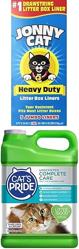 Jonny Cat Revestimientos resistentes para cajas de arena + Cat's Pride sin perfume, hipoalergénicas, de cuidado completo, para gatos aglutinantes,