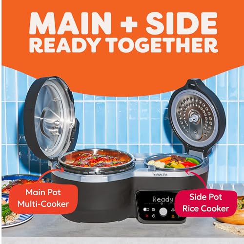 Instant Pot Dual Action 8‑in‑1 Multi-Cooker with Serve Together™ Smart Timing, 4Qt Pressure Cooker & 2Qt Rice Cooker, Cook Mains & Sides Together, Fast Cooking, PFAS-Free Pot*, Sauté, Slow Cook, Black by Instant Pot - Image 2