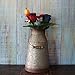 CVHOMEDECO. 10 Inch Galvanized Metal Milk Can with Wooden Handle, Old Rustic Farmhouse Pitcher Jug Vase for Home and Garden Décor. Grey