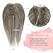 Uaismewow Hair Toppers for Women Gray Hair Toppers for Women 100% Remy Human Hair Grey Hair Toppers for Women with Thinning Hair Short Hair Pieces for Women Real Hair Toppers Grey