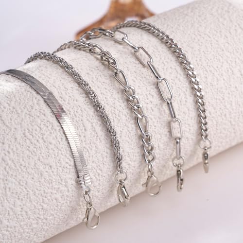 Adjustable 14K Gold-Plated Women's Chain Bracelets, Bohemian Minimalist Fashion Layered Cuban Paper Clip Chain, Jewelry Gifts2