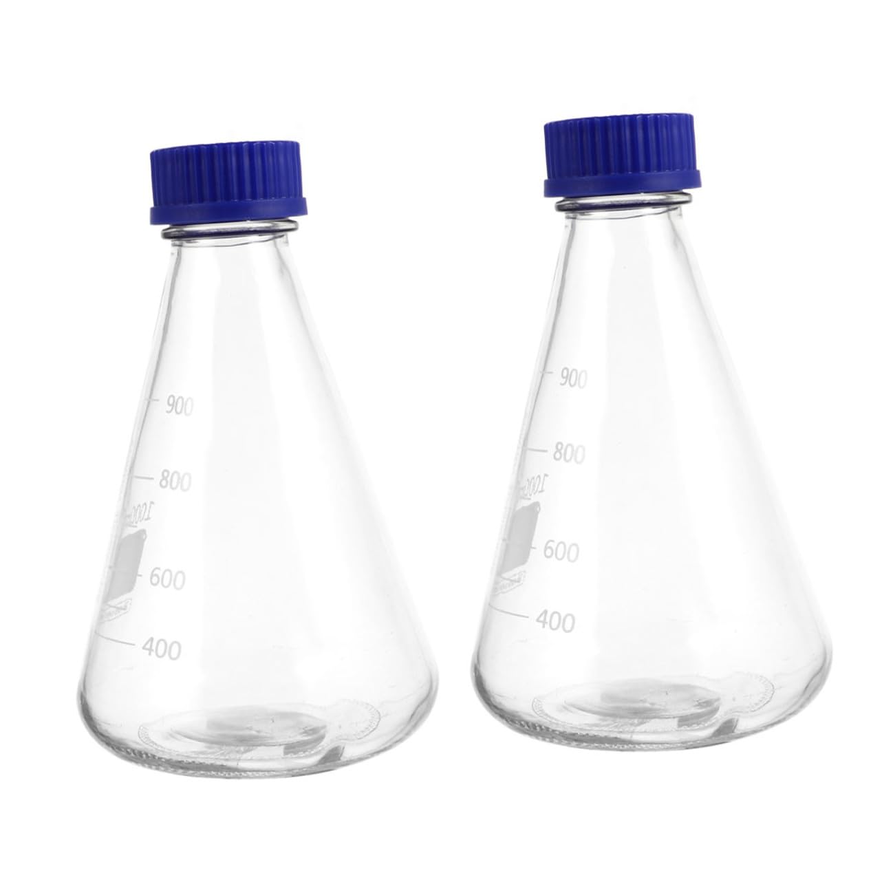 Bottiglie Coniche Reagenti in Vetro 1000ml Scala, 2 Pezzi | Laboratorio e Lezioni di Chimica, Forma Triangolare, Base Solida, Lettura Precisa del Contenuto
