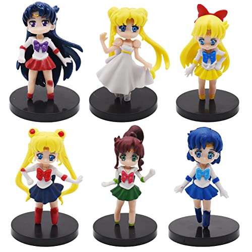 Sailor Moon Mini Juego de Figuras Nesloonp 6 Piezas Sailor Moon Mini Juego de Figuras Decoración de...