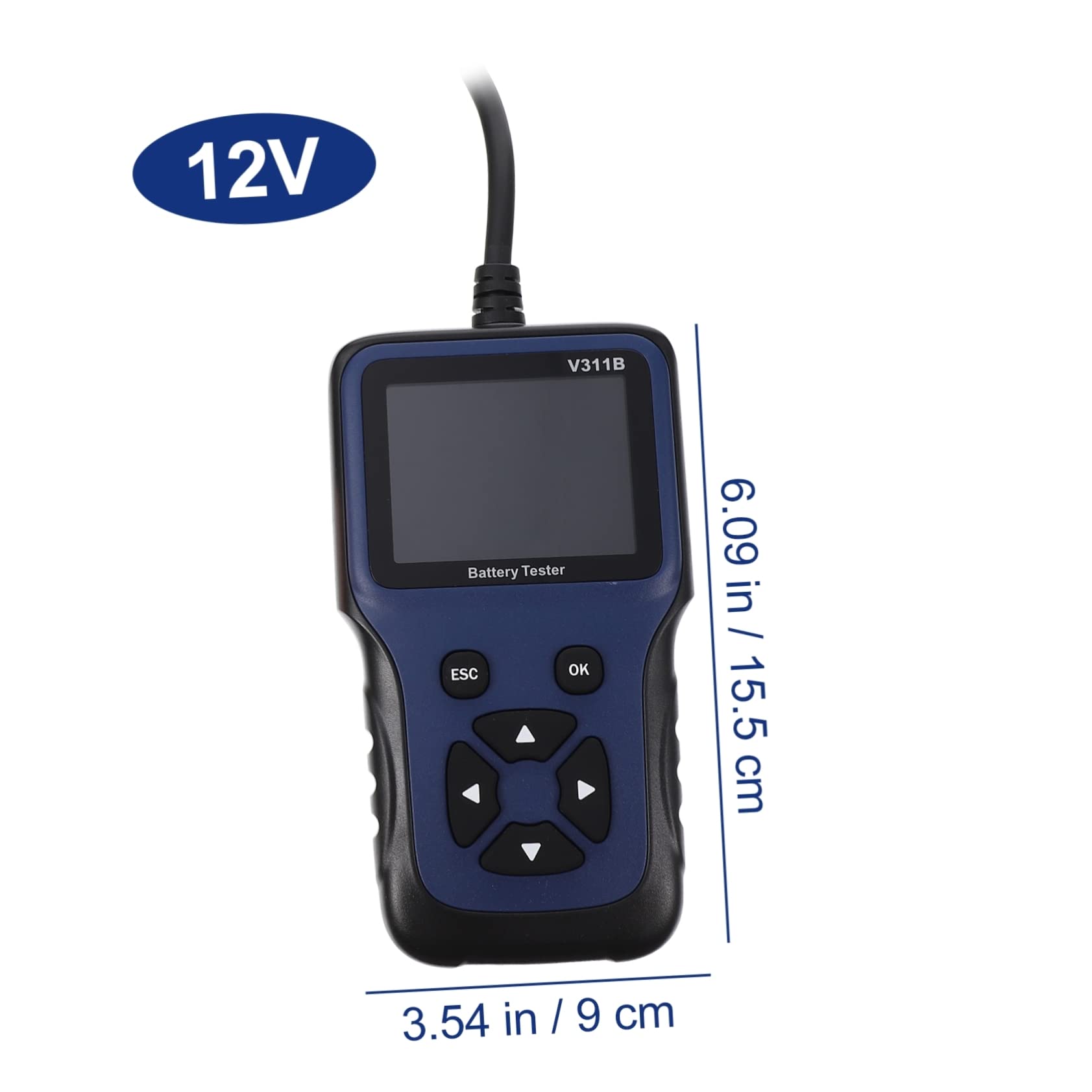 Comprobador de Batería de Coche 12v de Plástico Pantalla Clara | 9 Idiomas Seleccionables, para Batería de Coche, Uso en Suministro de Coche, Analizador Automático